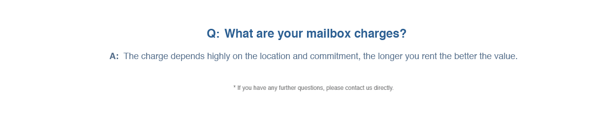 Mailbox charge depends on commitment and location
